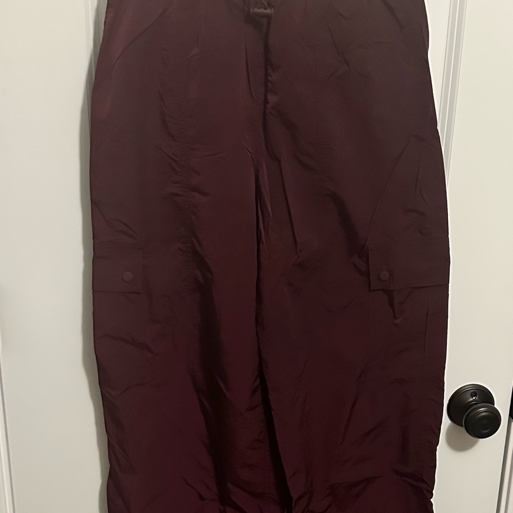 PINK Victoria's Secret burgundy parachute Cargo Pants.